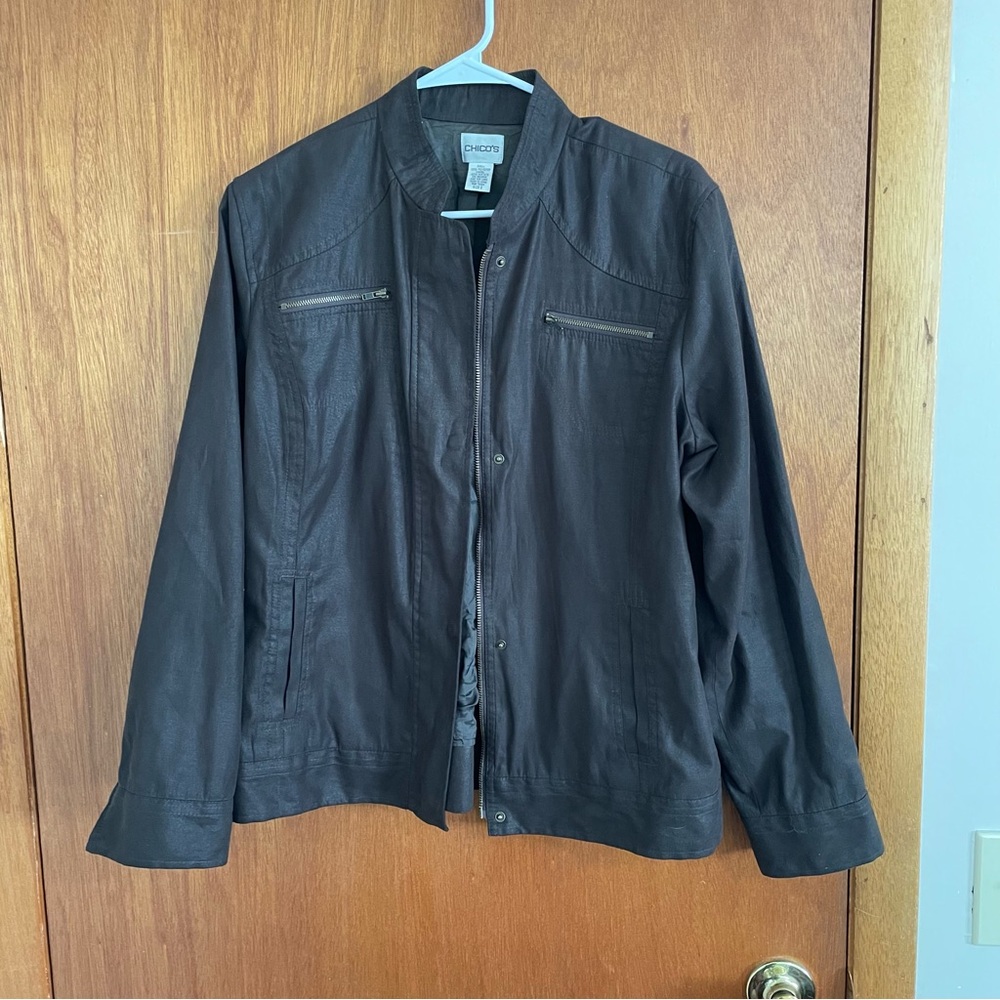 Chicos womans jacket‎ full zip size 2 brown